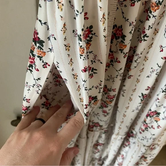 MELLODAY White Floral Ruffled Smocked Dress with Red and Green Accents - Picture 6 of 9